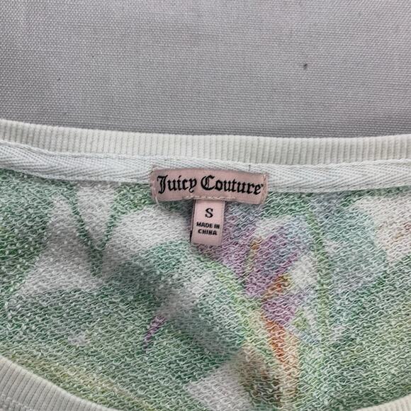 Juicy Couture Top Womens Small Metallic Spell Out Tropical Green Orange Vintage - Picture 3 of 7